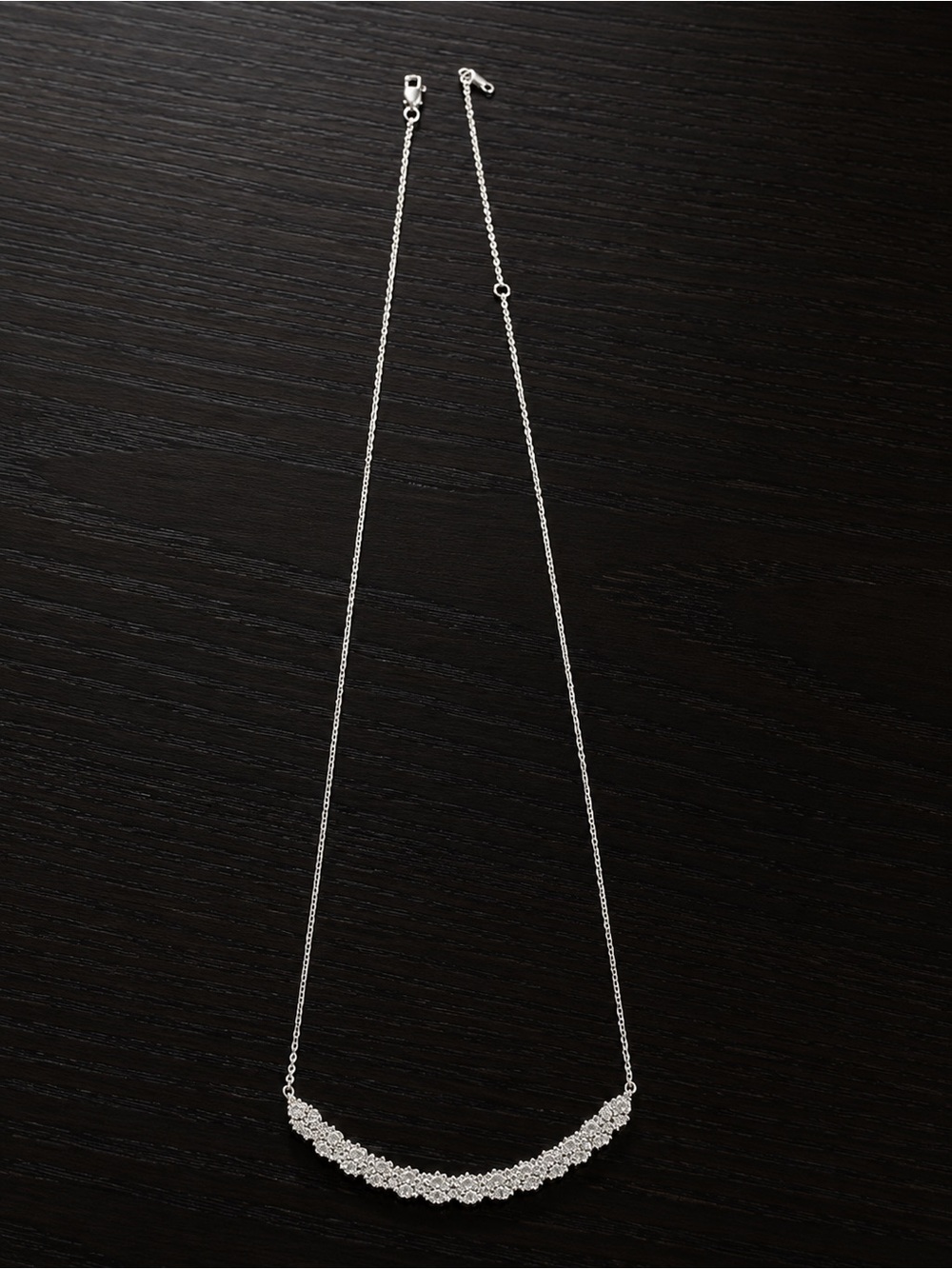 1CTTW 10k White Gold Diamond Bar Necklace - White - Picture 2 of 2